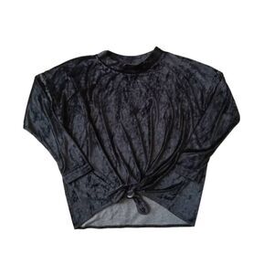 STARKx Black Velvet Long Sleeve Relaxed Fit Pullover Casual Loungewear Sweater